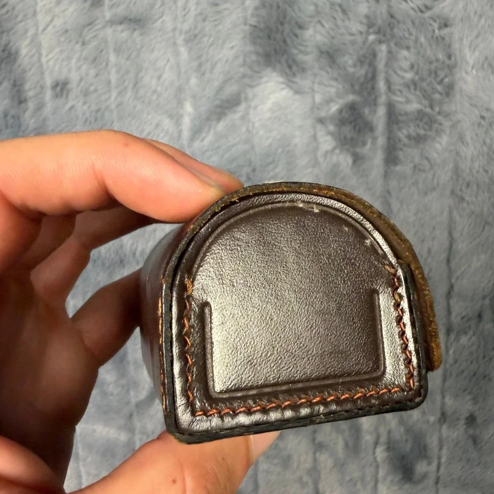 Vintage Made in Germany Leather Camera Lens Filter Case Brown Dual Snap 3 Slot